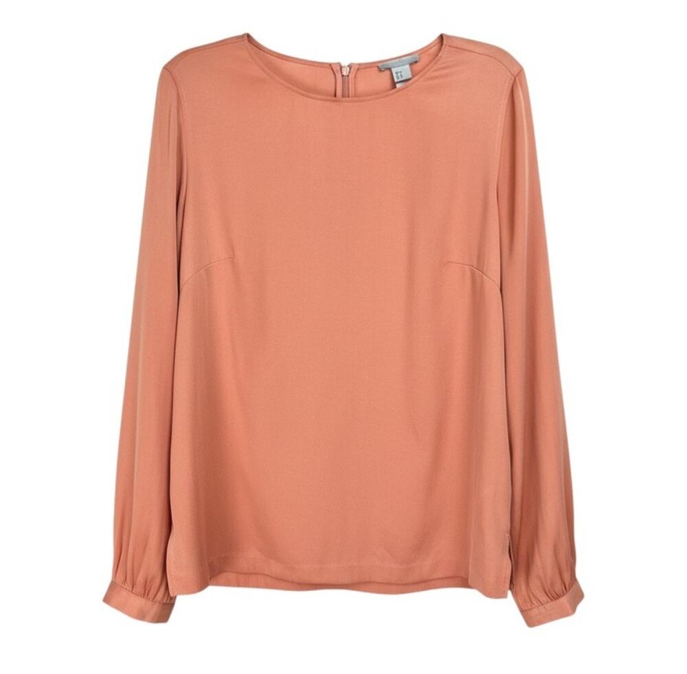 H&M Women's Size 12 Salmon Pink Long-Sleeve Blouse Top Career Office